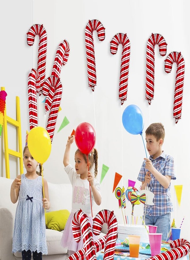 Deermon 12 Pack Large Red Christmas Candy Cane Foil Party Decor Balloons, Xmas Santa Canes Walking Stick Candy Balloon For Birthday Xmas Wedding New Year Carnival Festival Holiday Party Decorations - Image 4